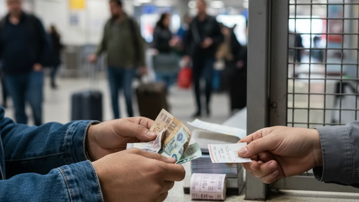 Imatge genèrica d'un taulell de venda de bitllets o un punt d'informació en una zona portuària.