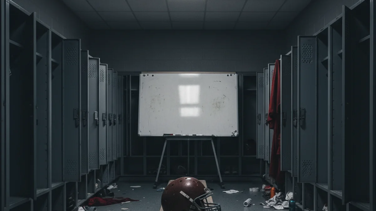Imatge genèrica d'un vestidor de futbol buit i silenciós després d'una derrota important.