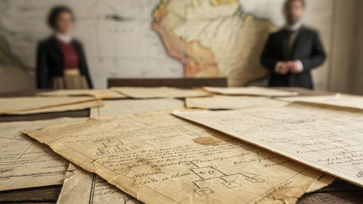 Un llibre d'història o un arbre genealògic antic amb documents històrics.