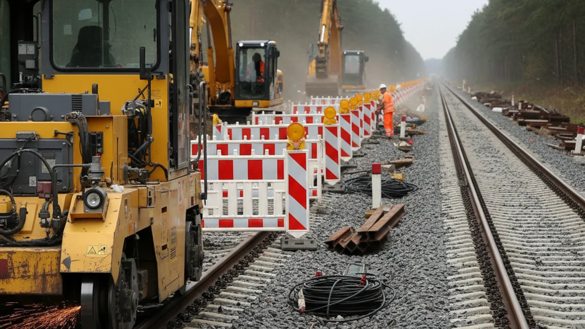 Imatge genèrica de vies de tren en obres o d'una estació de Rodalies amb figures borroses de passatgers.