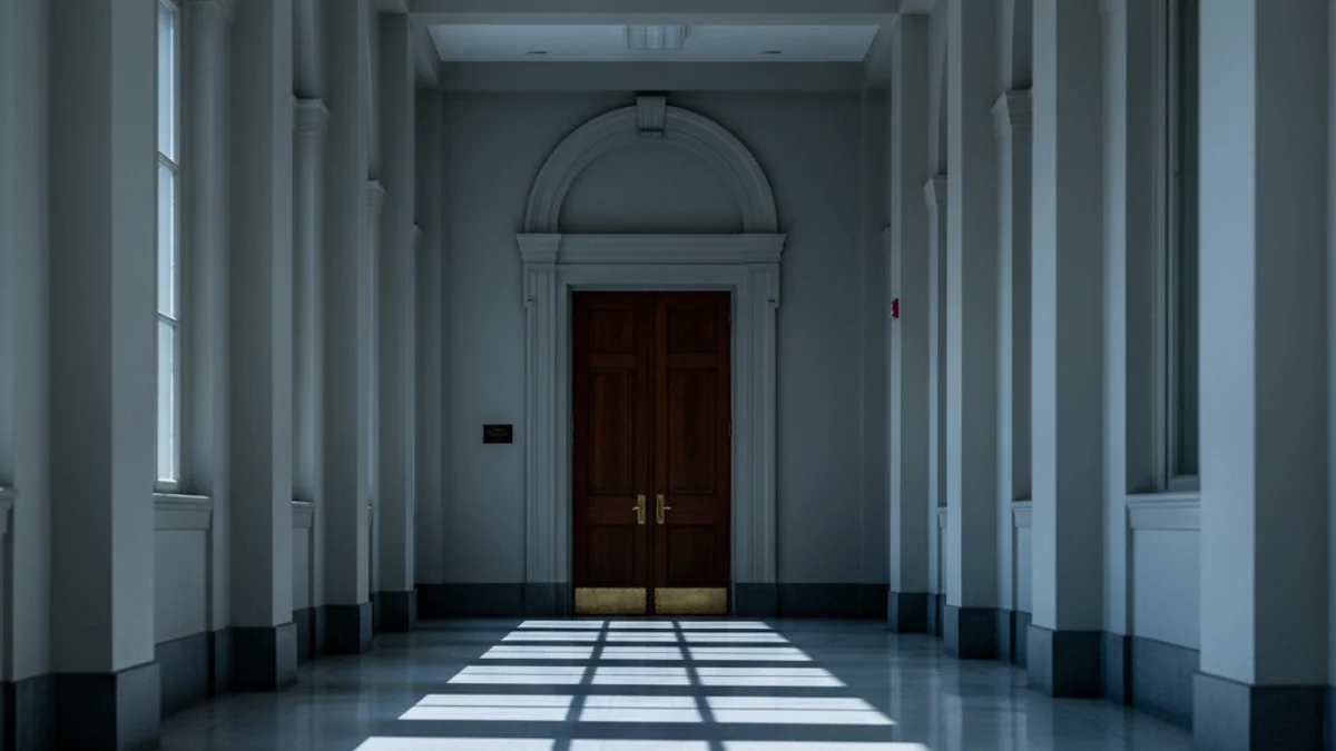 Imatge genèrica d'un edifici judicial o d'oficines amb poca activitat, amb una sensació de fred o desolació.