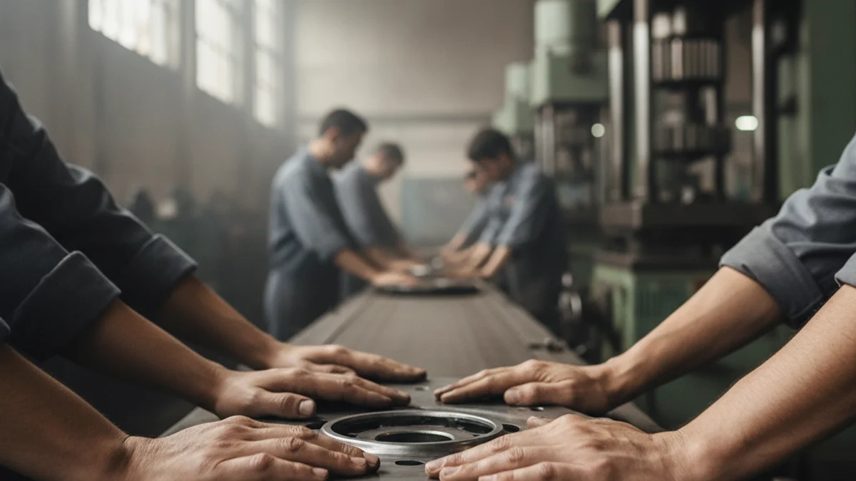 Il·lustració genèrica de treballadors en un entorn industrial o agrícola, simbolitzant la mà d'obra essencial.