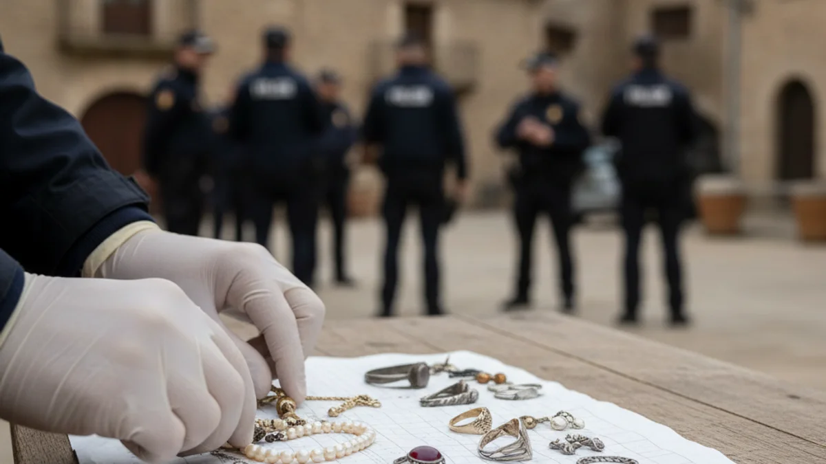Imatge genèrica d'una investigació policial, amb joies recuperades sobre una taula, sense persones identificables.