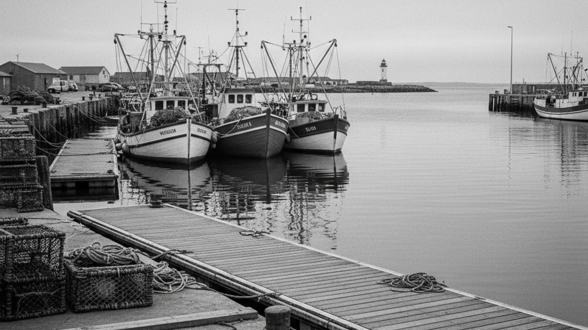Vaixells de pesca amarrats al port, amb l'activitat aturada en senyal de protesta.
