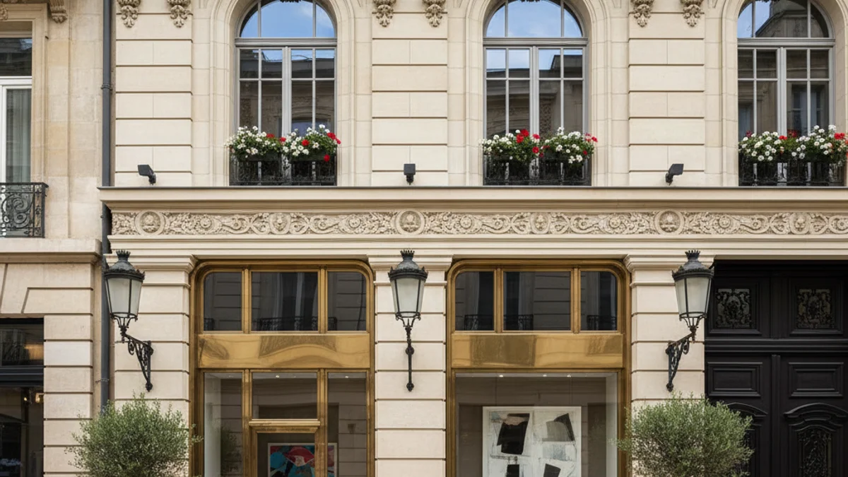 Façana d'un edifici històric rehabilitat amb elements de luxe en un barri cèntric de Barcelona.