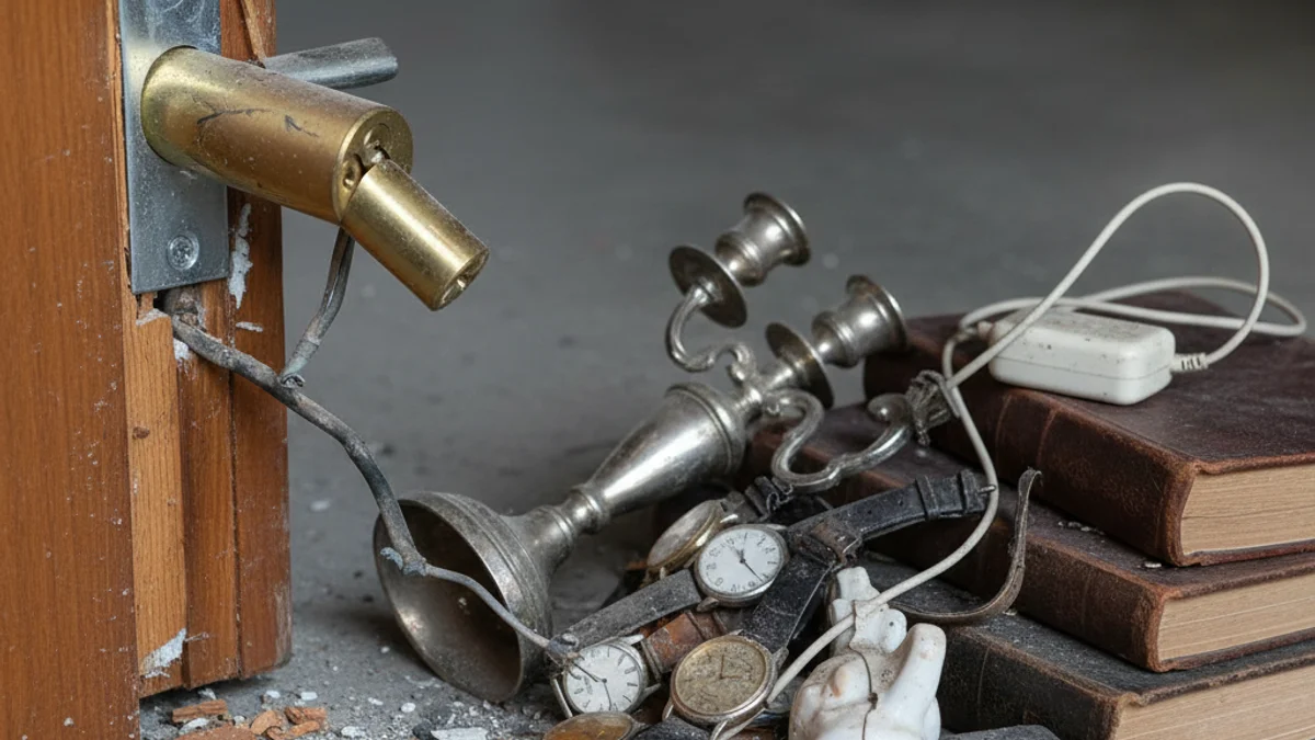 Imatge genèrica d'una porta forçada o objectes robats, simbolitzant els assalts a Arbeca.