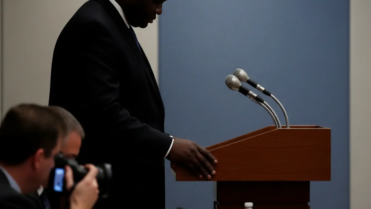 Imatge genèrica d'un entrenador de bàsquet parlant amb la premsa després d'un partit important.