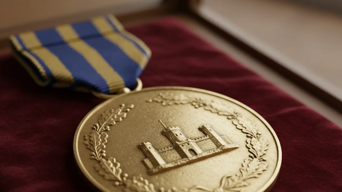 Representació genèrica d'una medalla d'or o una condecoració oficial de la ciutat.