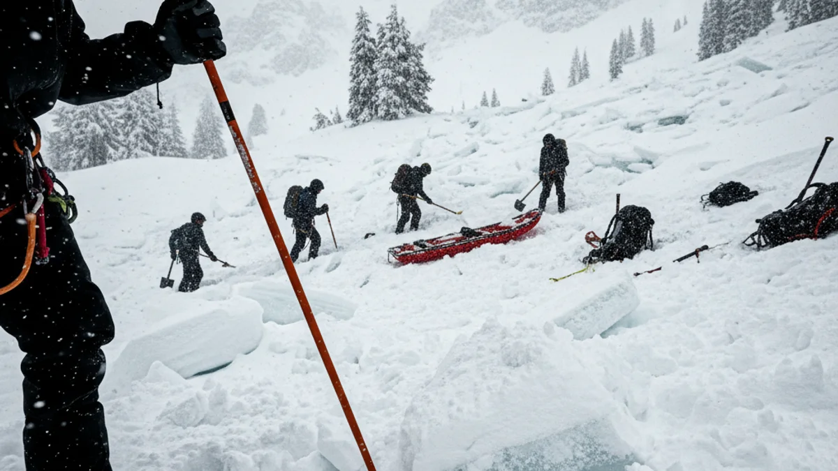 Imatge genèrica d'un equip de rescat treballant en una zona de neu després d'una allau.