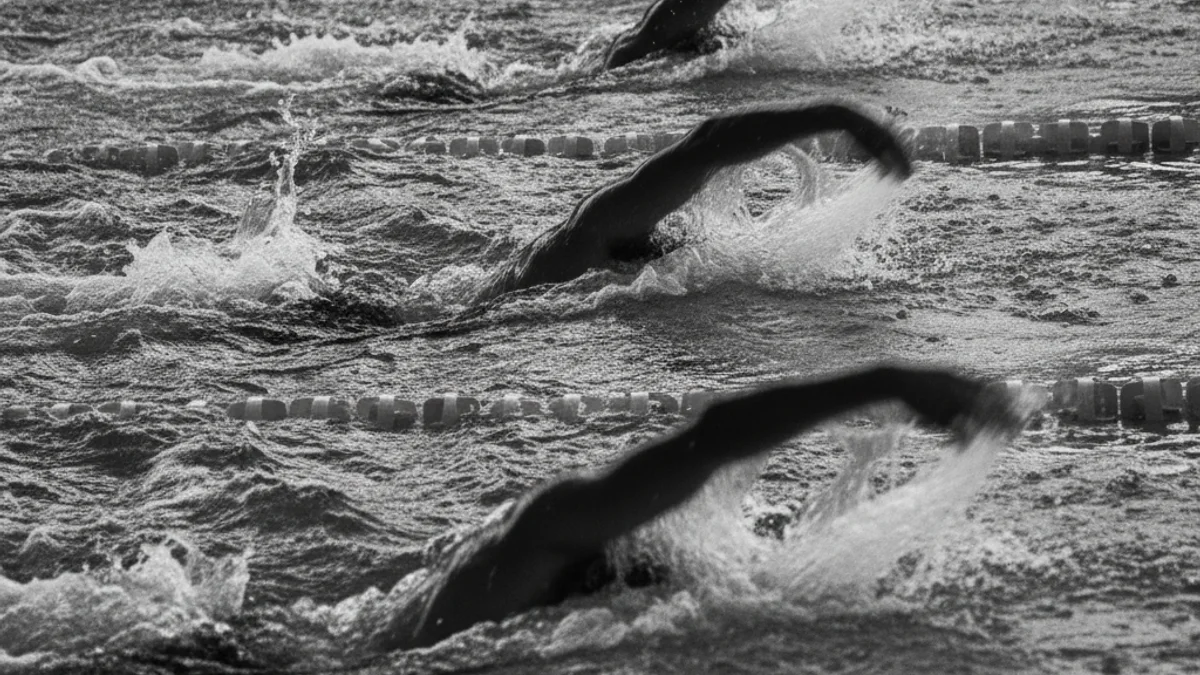Imatge genèrica de nedadors en una piscina durant un esdeveniment solidari.