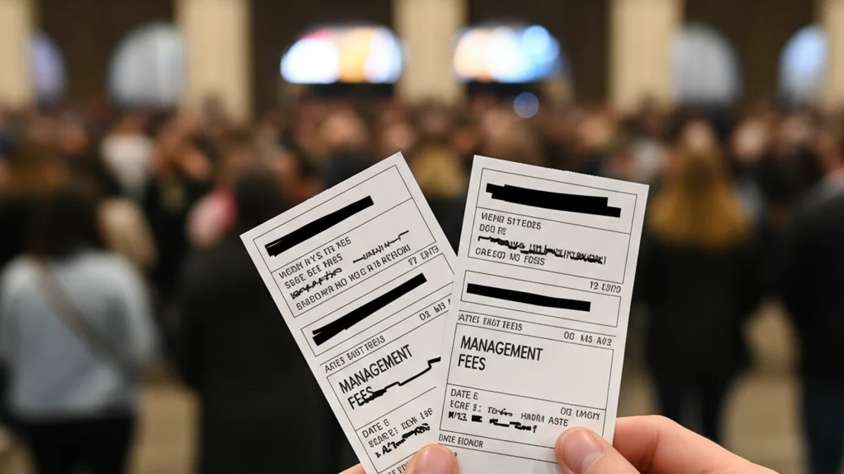Imatge genèrica de mans sostenint entrades de concert, simbolitzant les elevades despeses de gestió.