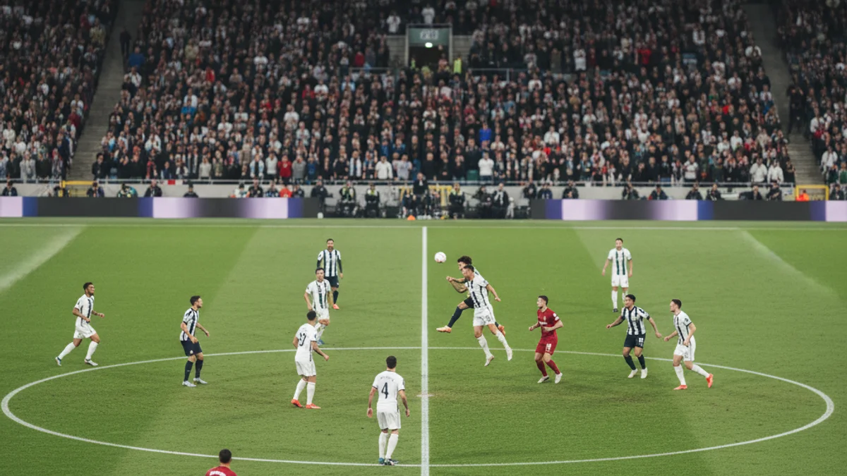 Vista general d'un estadi de futbol ple de seguidors durant un partit de lliga.