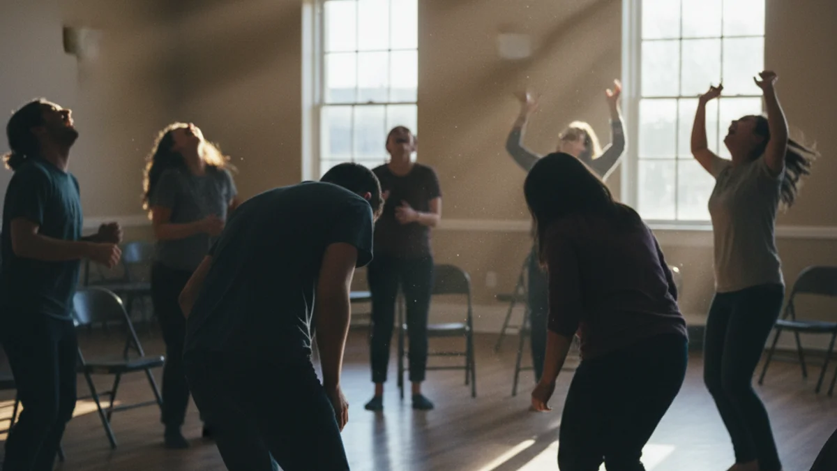 Generic image of a group of people laughing and participating in an emotional well-being activity.