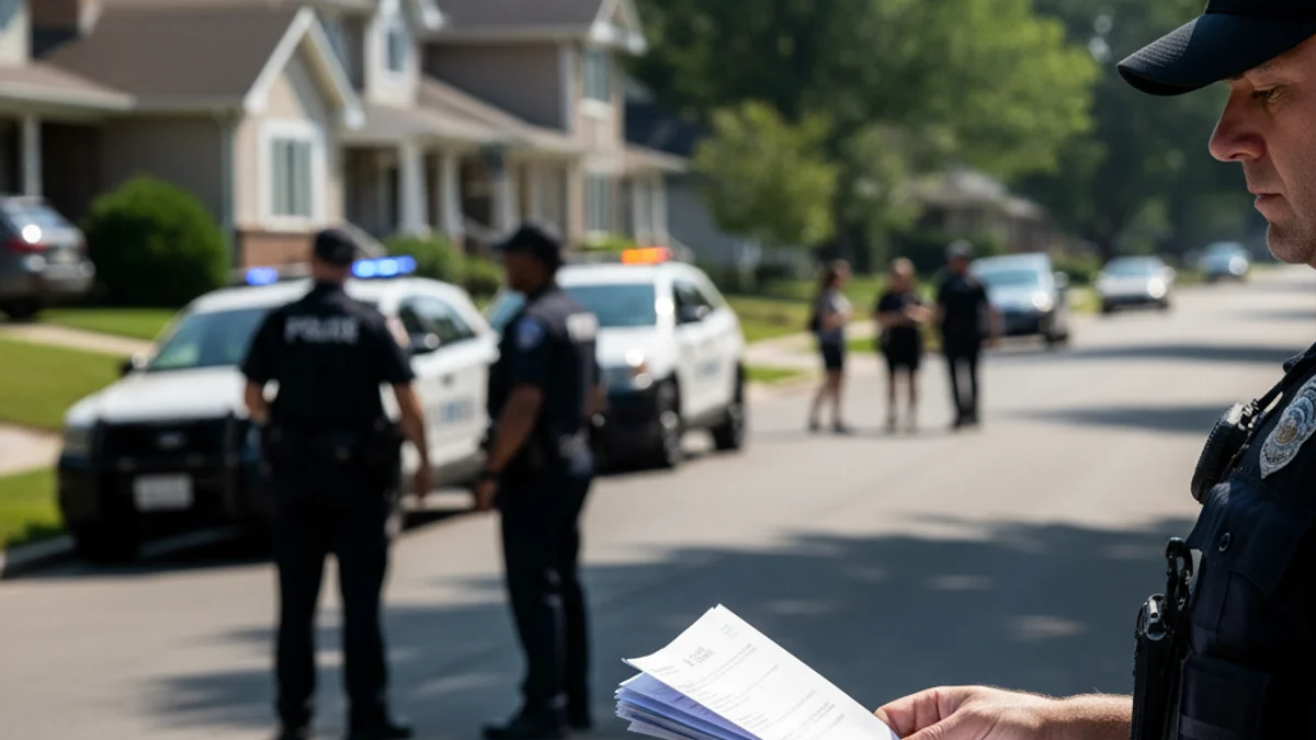 Imatge genèrica d'un carrer d'un barri residencial amb presència policial i vehicles de seguretat.