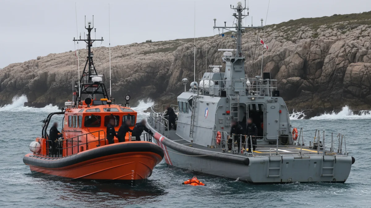 Embarcacions de rescat de la Creu Roja i Salvament Marítim realitzant maniobres conjuntes a prop de la costa.