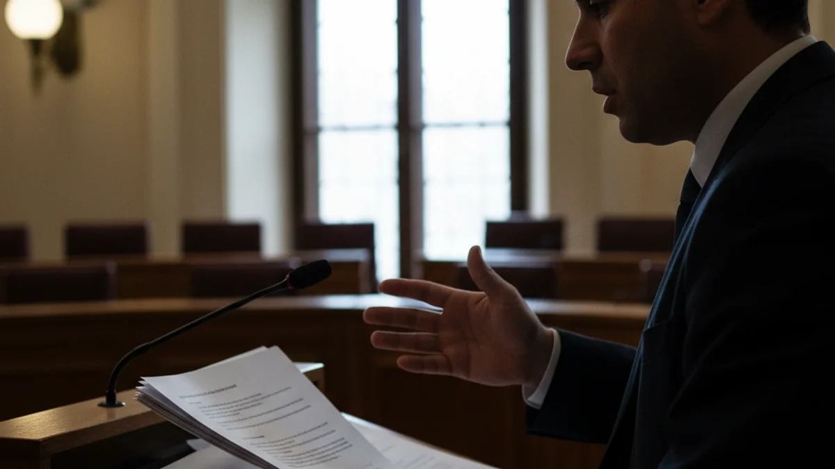 Imatge genèrica d'un debat polític sobre habitatge o urbanisme en una sala de plens municipal.