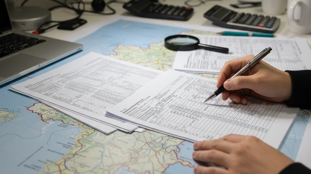 Representació visual de la complexitat fiscal, amb documents i mapes que connecten Lleida i Osca.