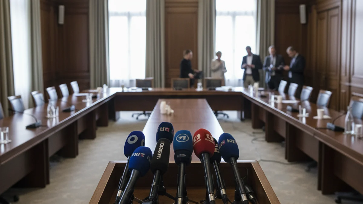 Representació genèrica d'una conferència de premsa política o una reunió de partit a Catalunya.
