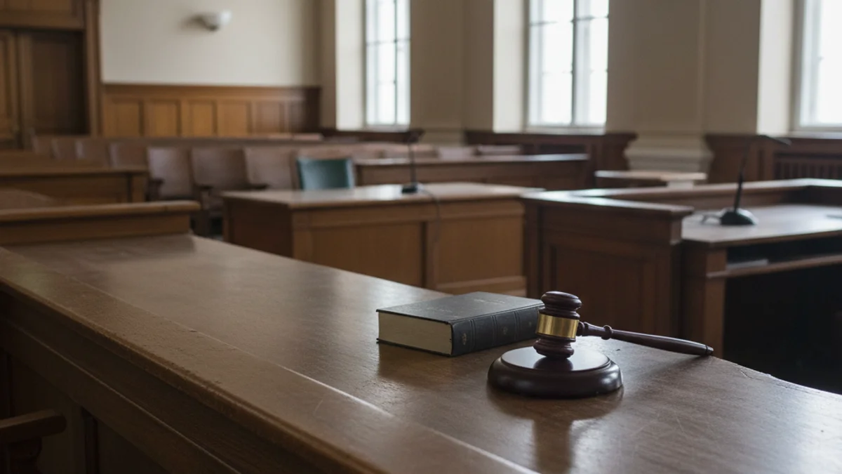 Imatge genèrica d'un jutjat o d'una sala de vistes buida, simbolitzant un procés judicial.