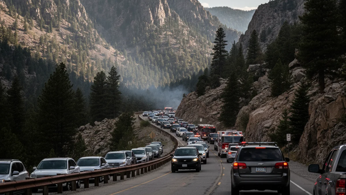 Imatge genèrica d'una carretera convencional de doble sentit en una zona muntanyosa amb trànsit intens.