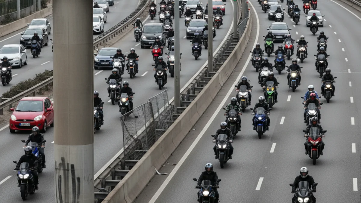Imatge genèrica d'una carretera amb trànsit de motocicletes, simbolitzant un punt negre d'accidents.