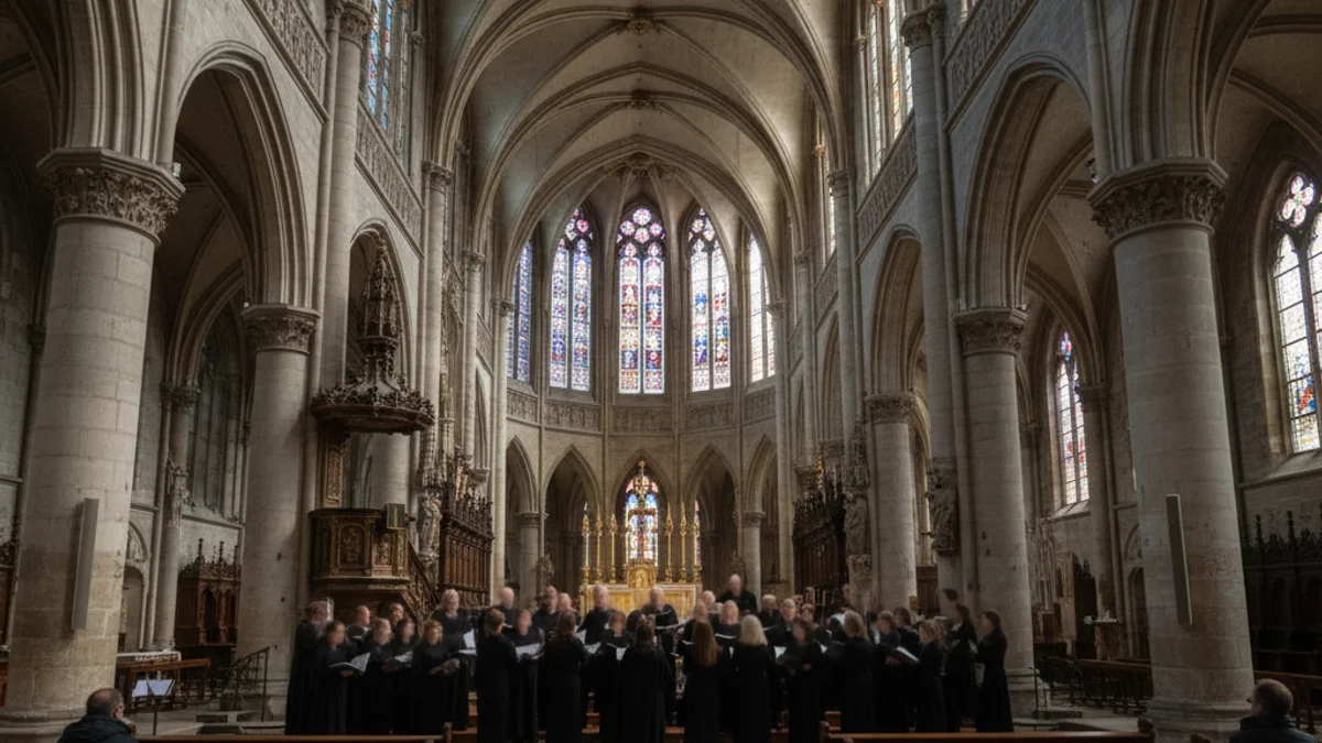 Imatge genèrica d'un cor o una església durant un concert de música sacra.