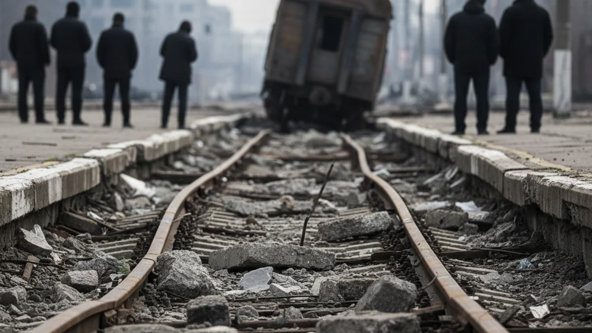 Imatge genèrica d'una estació de tren o vies fèrries amb figures borroses de viatgers esperant.