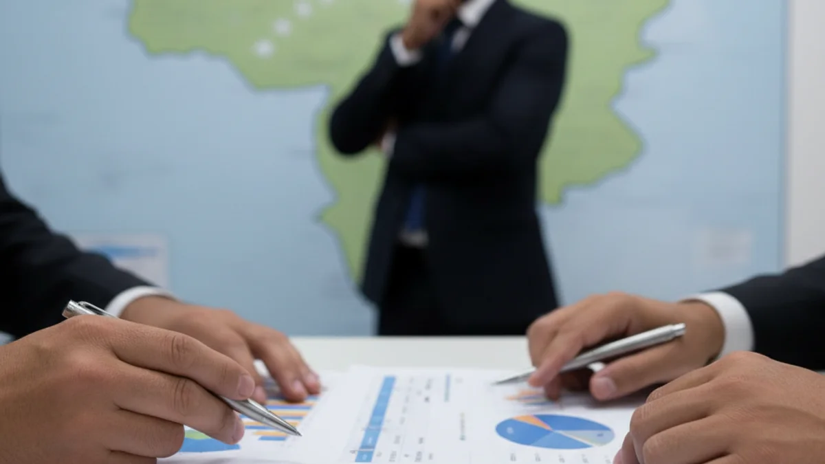 Representació de la incertesa econòmica i política a Llatinoamèrica, amb mapes i gràfics financers.