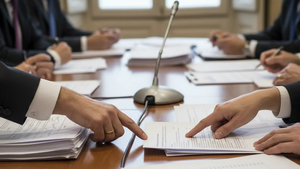 Representació genèrica d'una reunió institucional entre representants polítics locals i provincials.