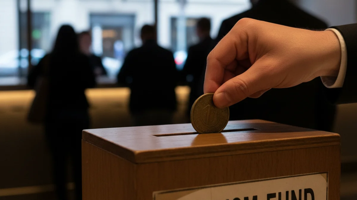 Representació genèrica d'una transacció o pagament d'impostos, amb una mà dipositant una moneda.