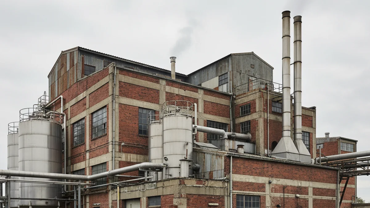 Imatge genèrica d'un edifici antic o una fàbrica en subhasta, simbolitzant un bé heretat per l'administració pública.