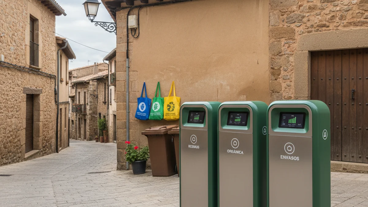 Imatge genèrica de contenidors de reciclatge intel·ligents en un carrer urbà, simbolitzant el nou sistema de recollida.