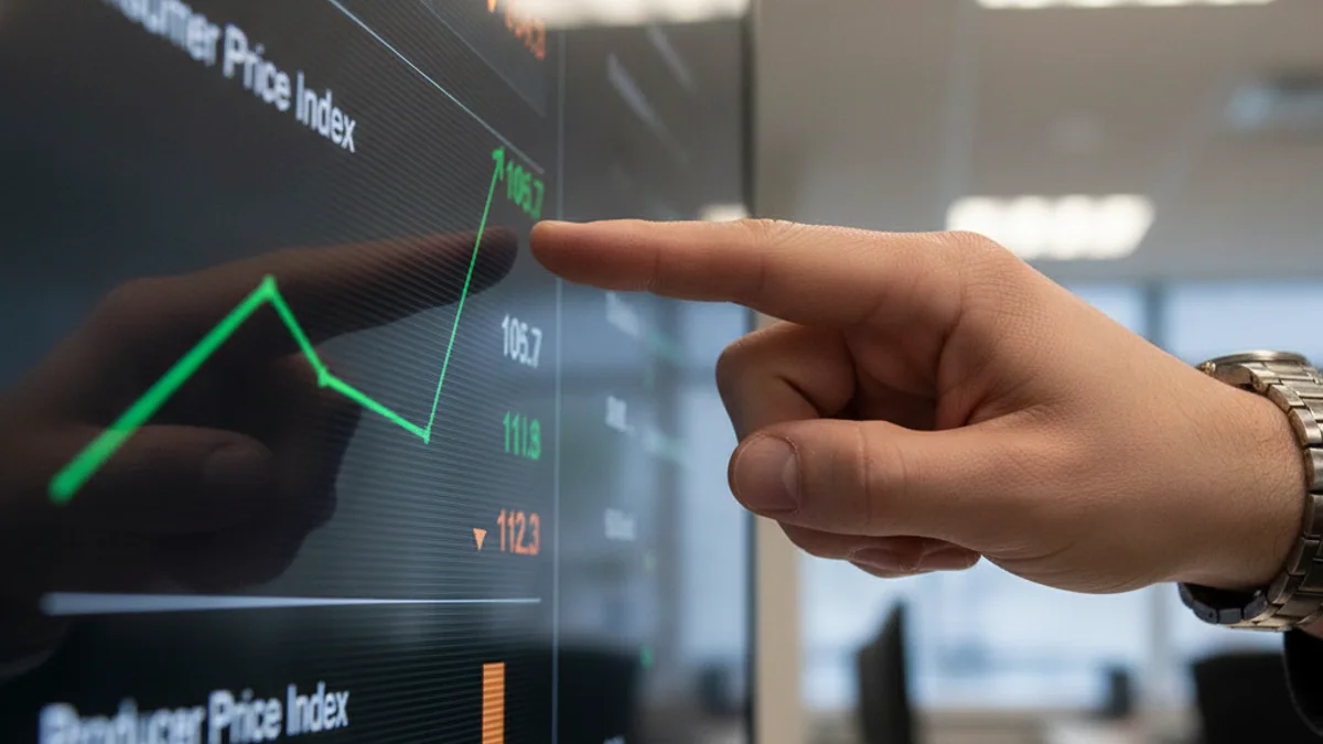 Gràfic o pantalla digital que mostra dades econòmiques i la variació de l'Índex de Preus al Consum (IPC).