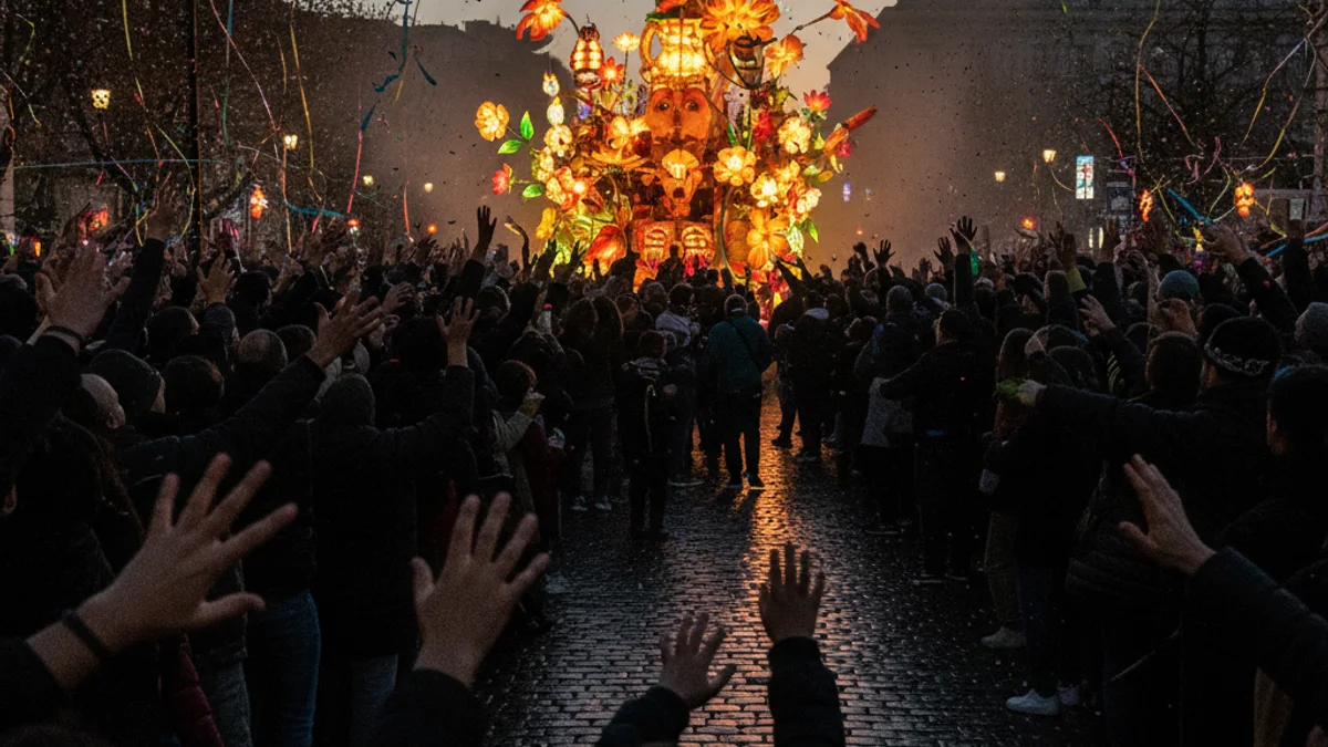 Imatge genèrica d'una multitud de famílies observant una carrossa de la Cavalcada de Reis.