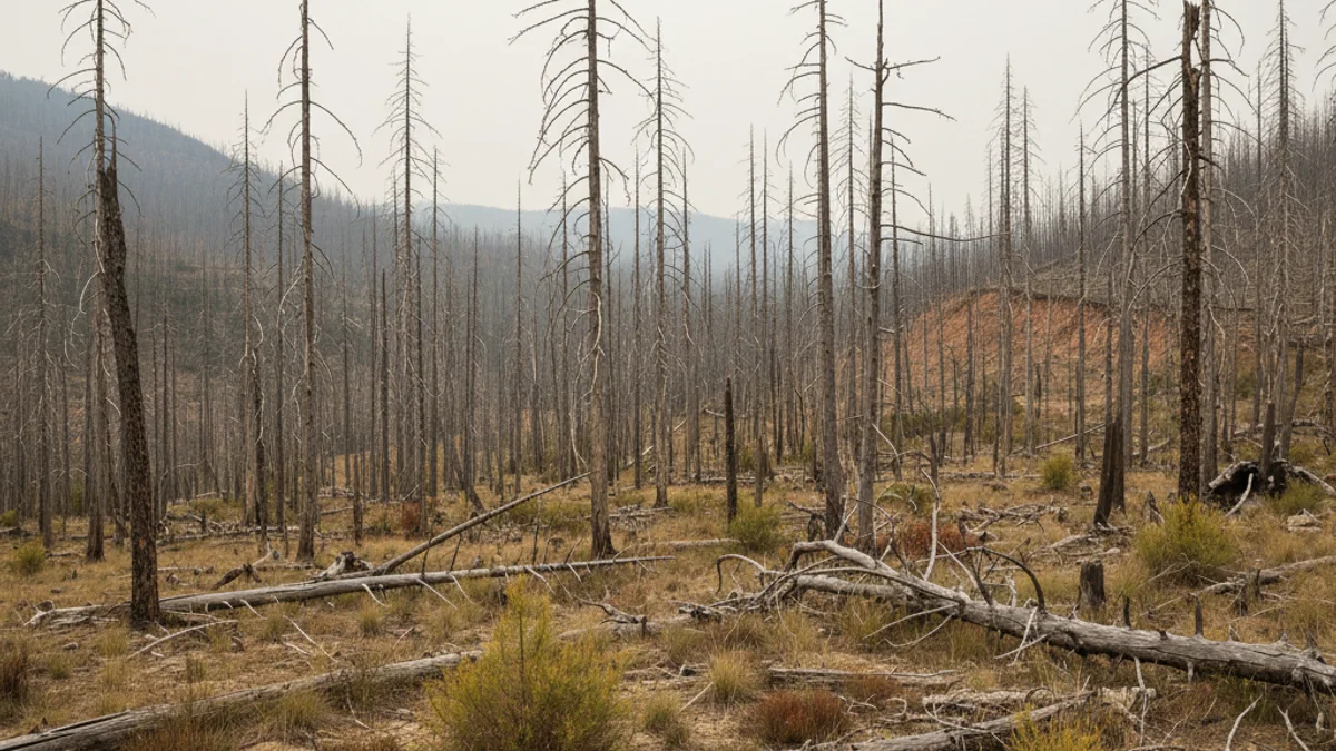 Imatge genèrica d'un bosc afectat per la sequera o la degradació forestal al Maresme.