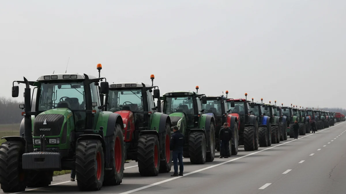 Una seixantena de tractors tallen una carretera en una protesta agrícola a la Catalunya Central.