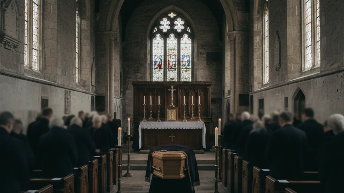Vista interior d'una església plena de gent durant una cerimònia religiosa solemne.