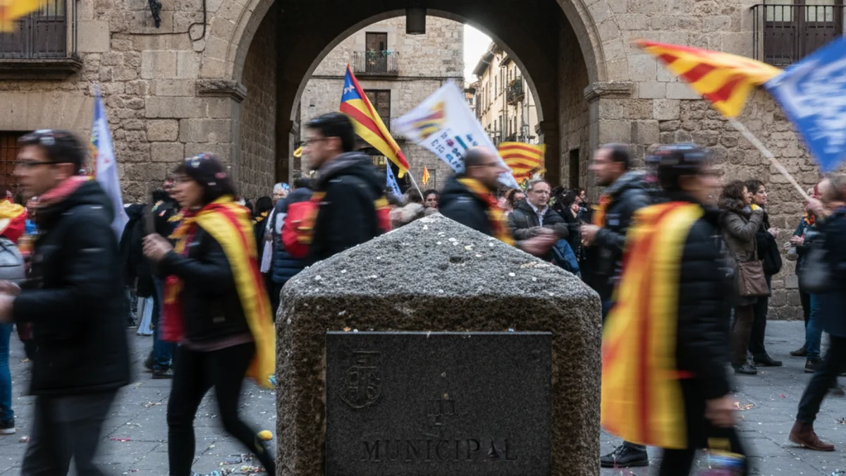 Imatge genèrica que combina elements festius i polítics locals, com una carrossa borrosa i un edifici municipal.