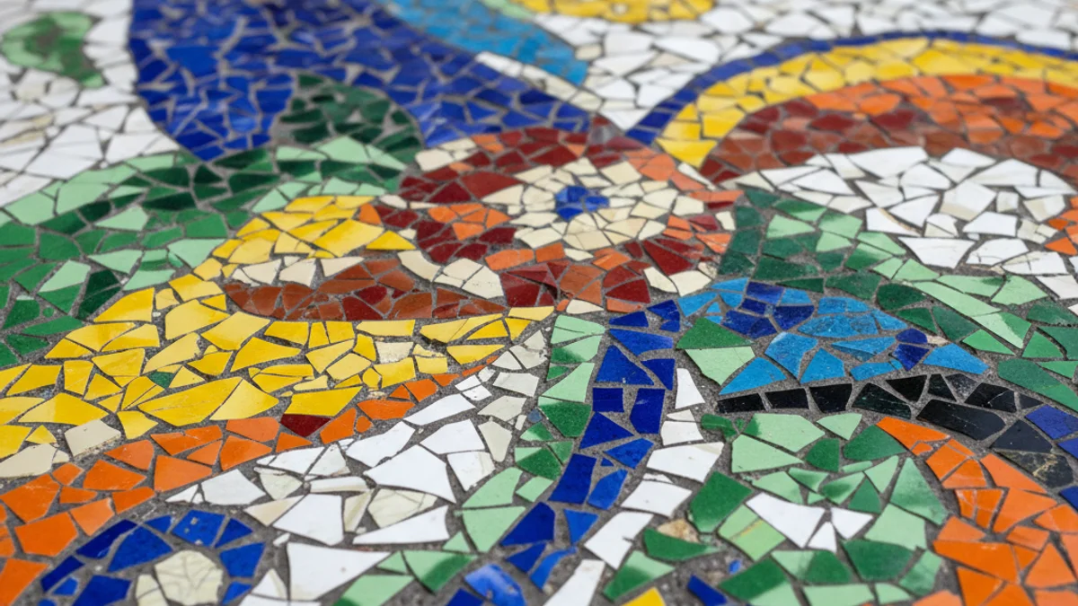 Representació artística de l'arquitecte Antoni Gaudí o un detall de la seva obra, com un trencadís.