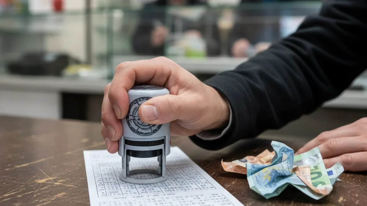 Imatge genèrica d'un bitllet de loteria guanyador o un feix de bitllets d'euros sobre un taulell.