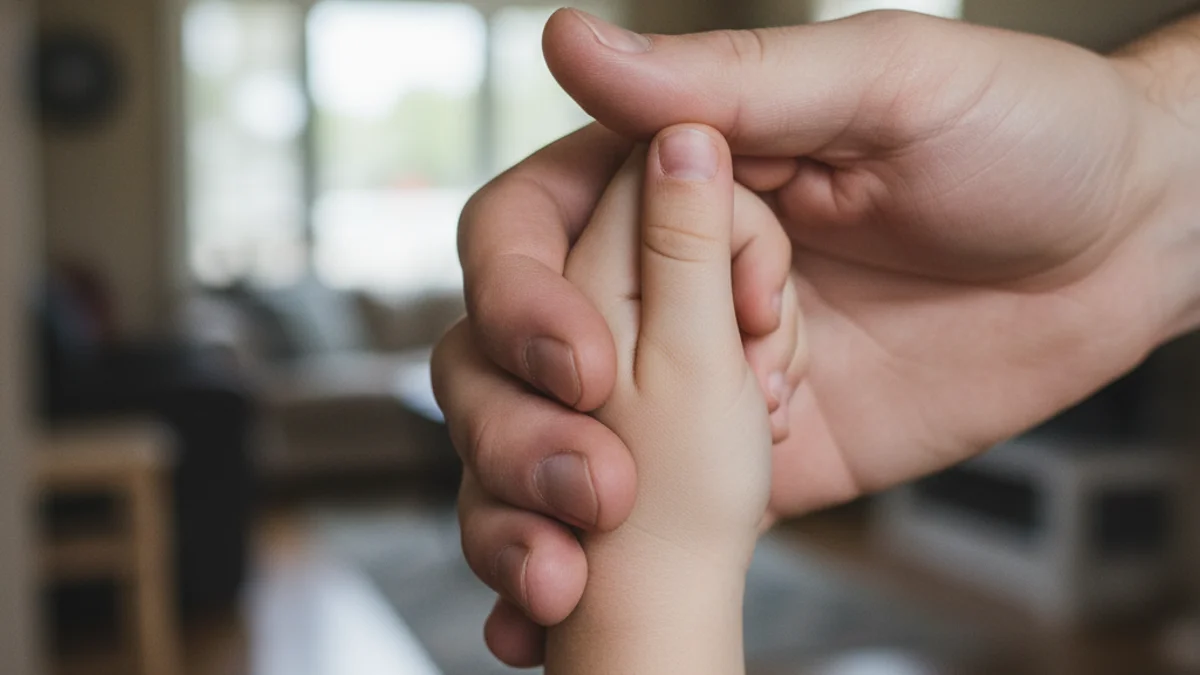 A mother and a child interacting in a domestic setting, symbolizing the parent-child relationship and boundaries.