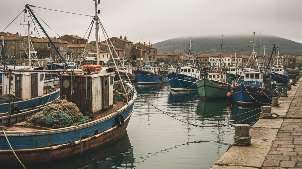 Vaixells de pesca amarrats al port durant un període de veda per a la recuperació dels recursos marins.