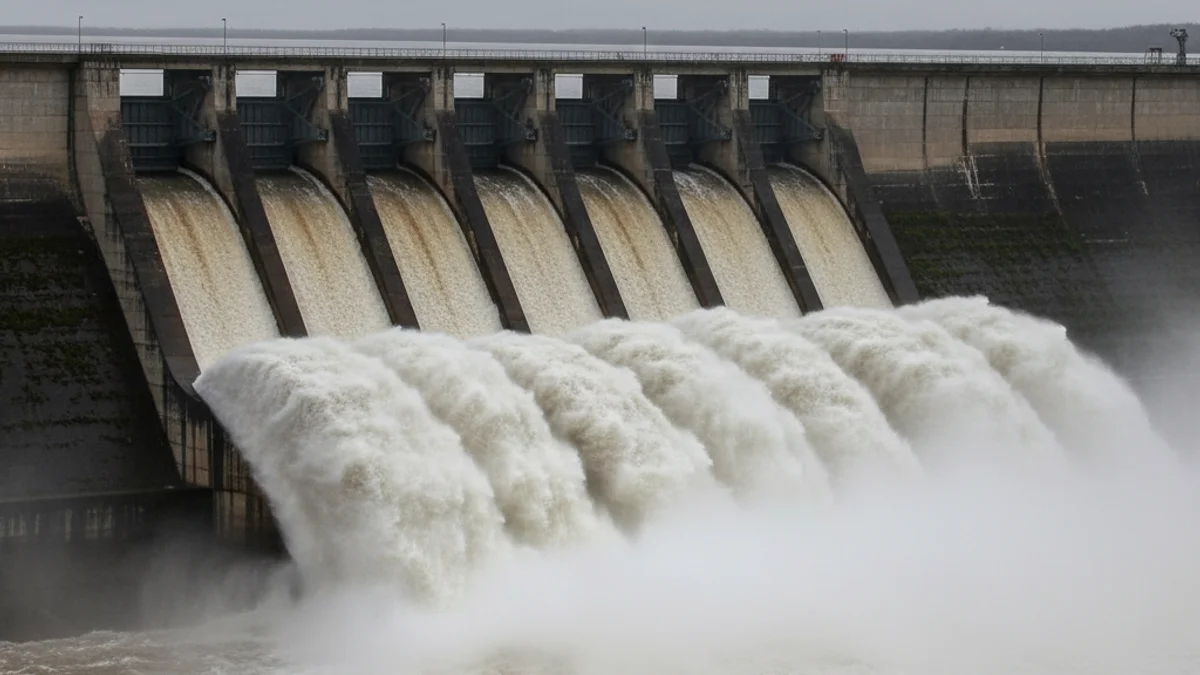 Imatge genèrica d'un gran cabal d'aigua sent alliberat per la comporta d'un embassament.