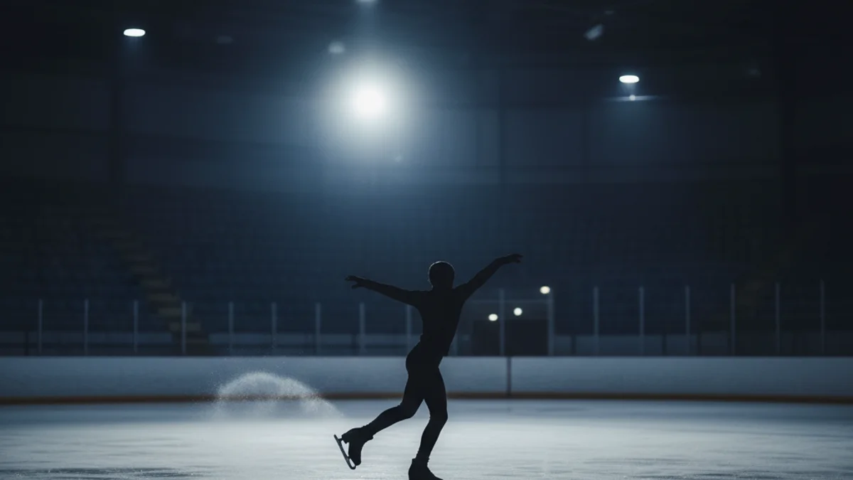 Imatge genèrica d'un espectacle de patinatge artístic sobre una pista il·luminada.