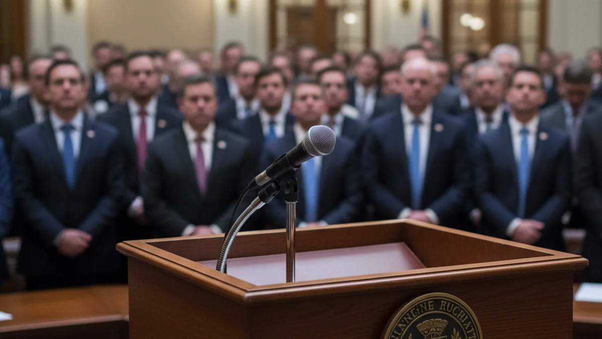 Silueta d'un alcalde parlant en un podi davant d'una multitud borrosa, simbolitzant el debat sobre el padró municipal.