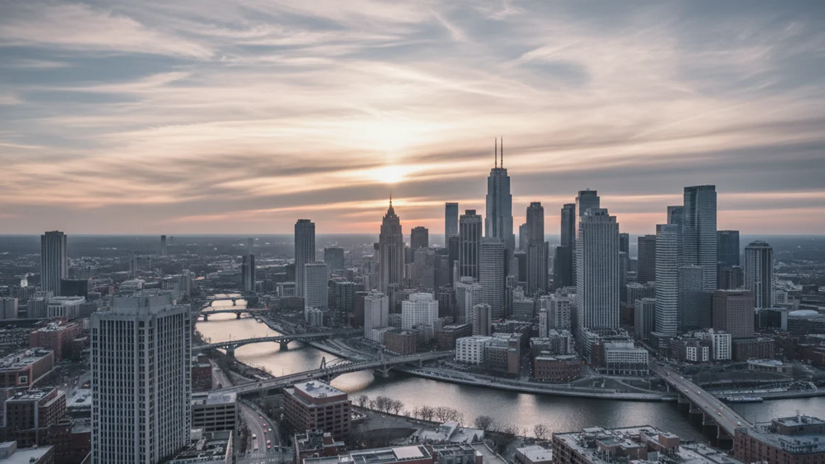 Imatge genèrica d'un cel parcialment ennuvolat sobre una ciutat, indicant un canvi de temps i temperatures més suaus.