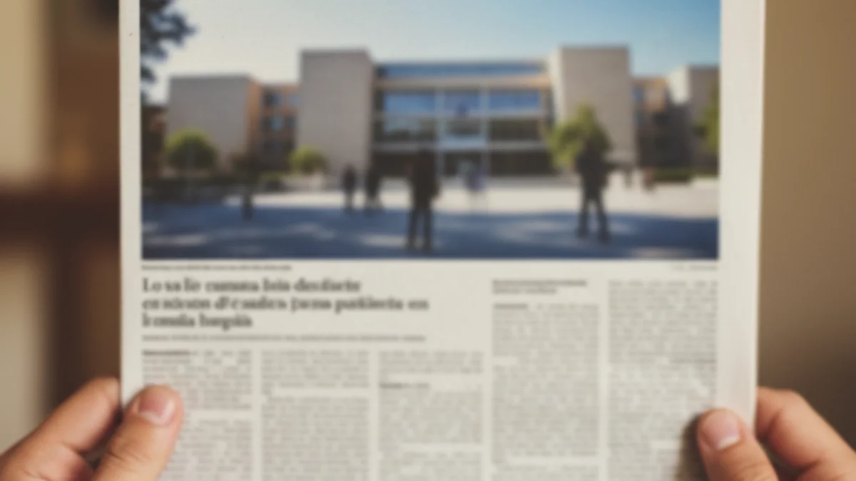 Una pila de diaris locals amb el titular destacat sobre educació i política municipal.