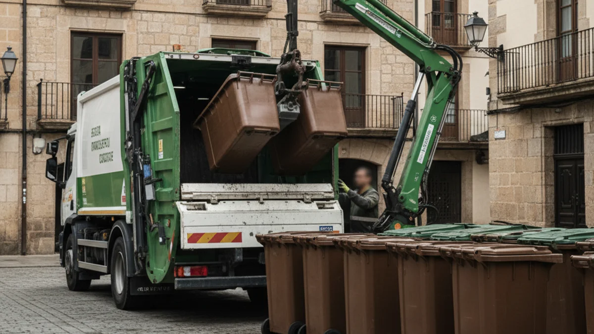 Imatge genèrica d'un camió de recollida de residus orgànics en un entorn urbà o rural, amb contenidors.