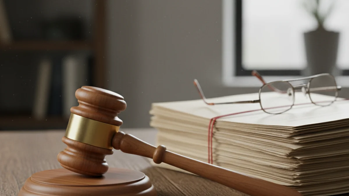 Imatge genèrica d'un document judicial o un jutjat, simbolitzant el tancament d'una causa legal.