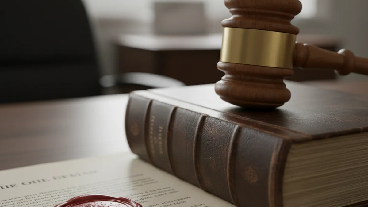 Imatge genèrica que simbolitza una decisió judicial, com una maça de jutge sobre un llibre de lleis.